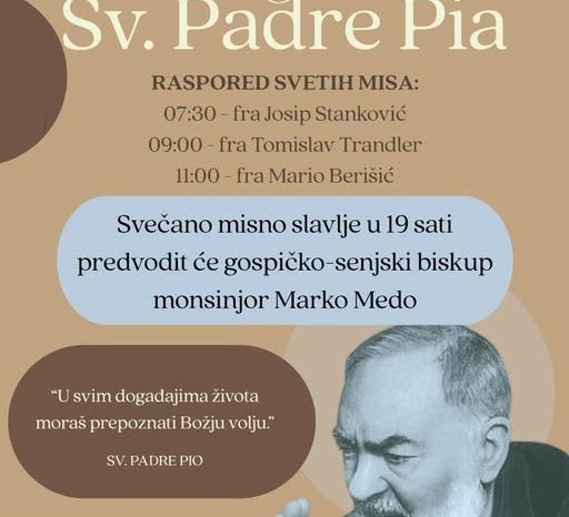 Biskup Medo predvodi misno slavlje blagdana sv. Pija iz Pietrelcine u Zagrebu